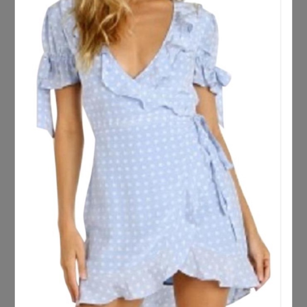 For Love & Lemons Blue Wrap Mini Dress NWT!!!